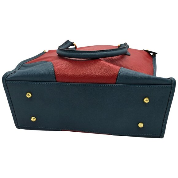 Borse in Pelle Made in Italy Red Blue Leather Satchel Handbag Gold Hardware Tote - Picture 3 of 16